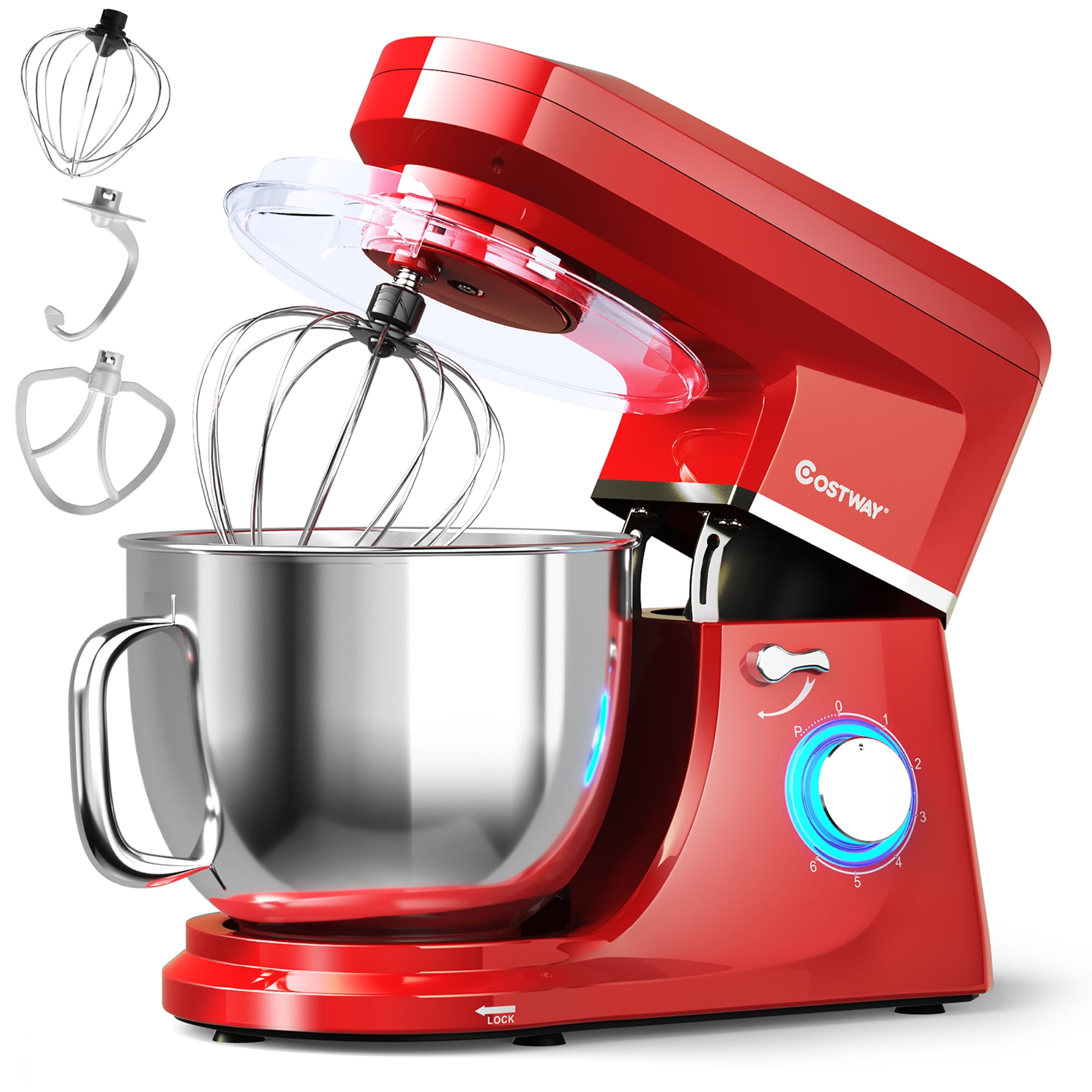 VIVOHOME 7.5 qt. 6-Speed Red Tilt-Head Electric Stand Mixer with Accessories  and ETL Listed X002E5HET5 - The Home Depot