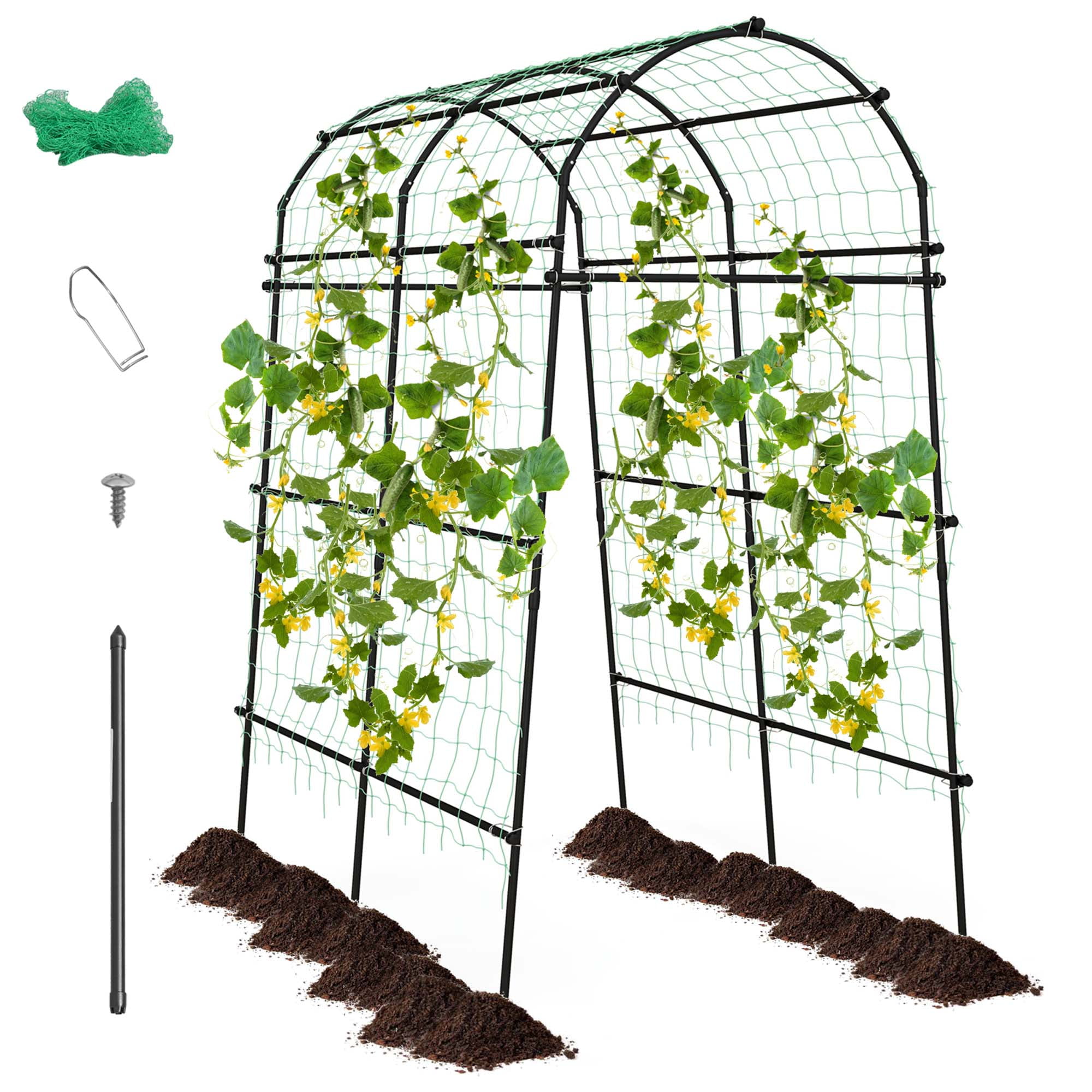 Costway 1 PCS 7.5FT Garden Arch Trellis Outdoor Plant Support Archway for Climbing Vine Flower