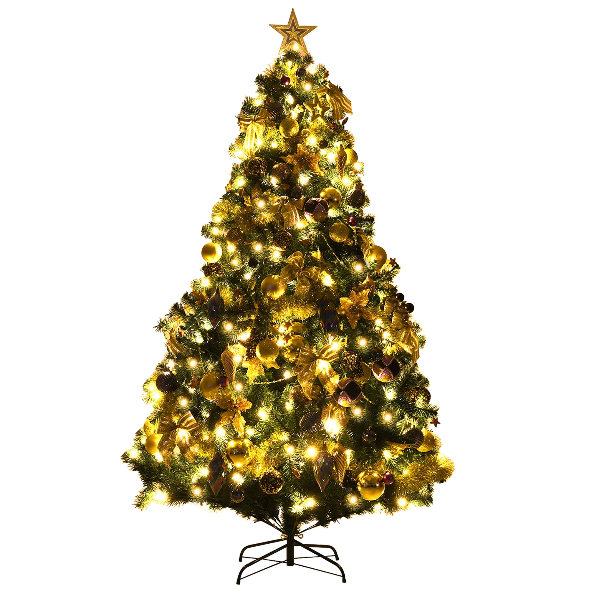 Costway 7.5FT Pre-Lit Artificial Christmas Tree 1100 Tips w/140 ...