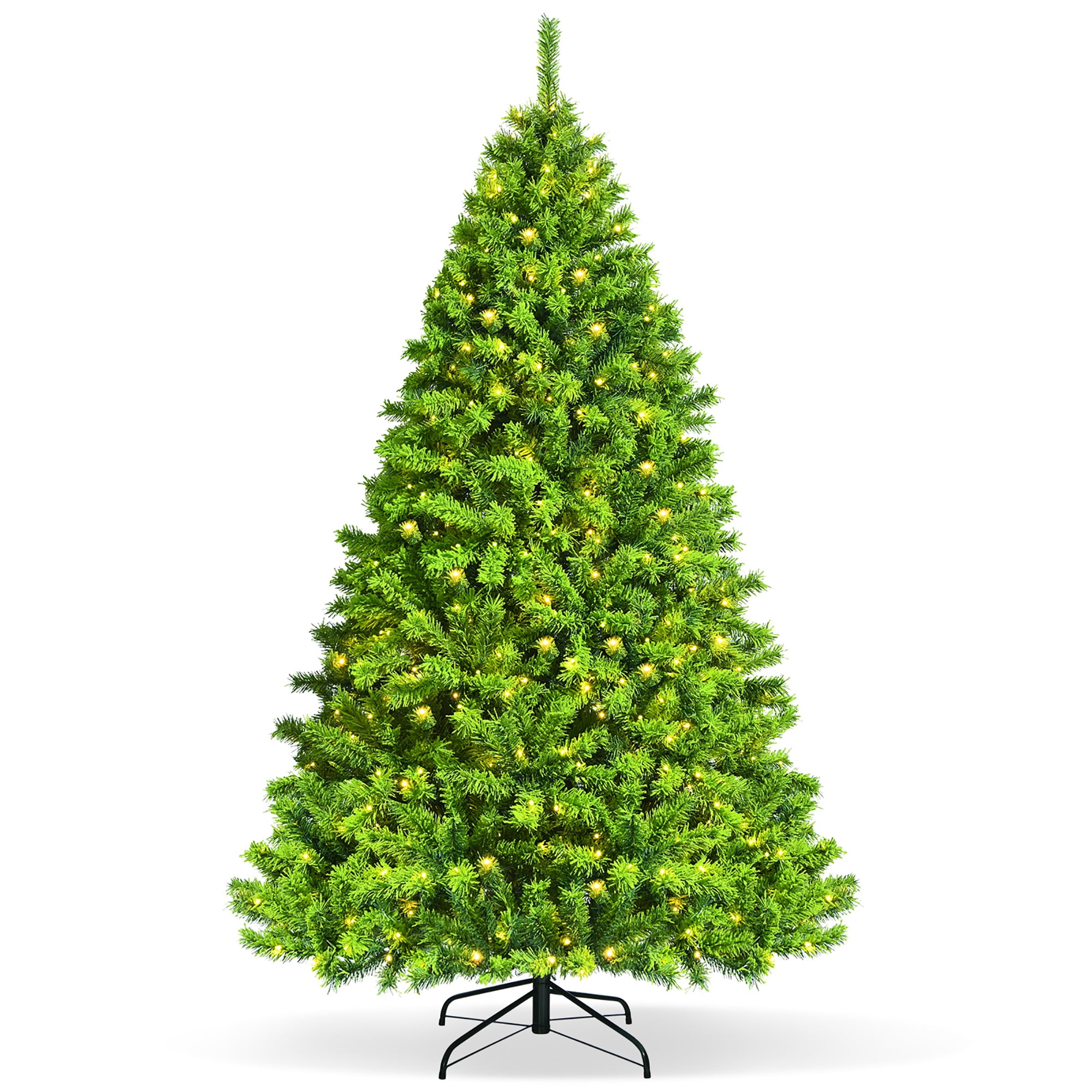 Costway 7.5FT PreLit Hinged Christmas Tree Green Flocked w/ 1404 Tips