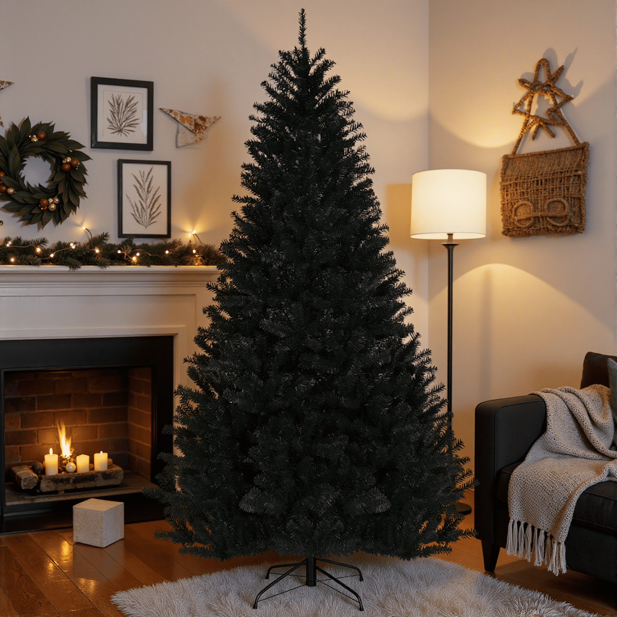 Costway 7.5Ft Hinged Artificial Xmas Tree with Metal Stand, Full