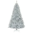 thumbnail image 1 of Costway 7.5Ft Hinged Unlit Artificial Silver Tinsel Christmas Tree Holiday w/Metal Stand, 1 of 10
