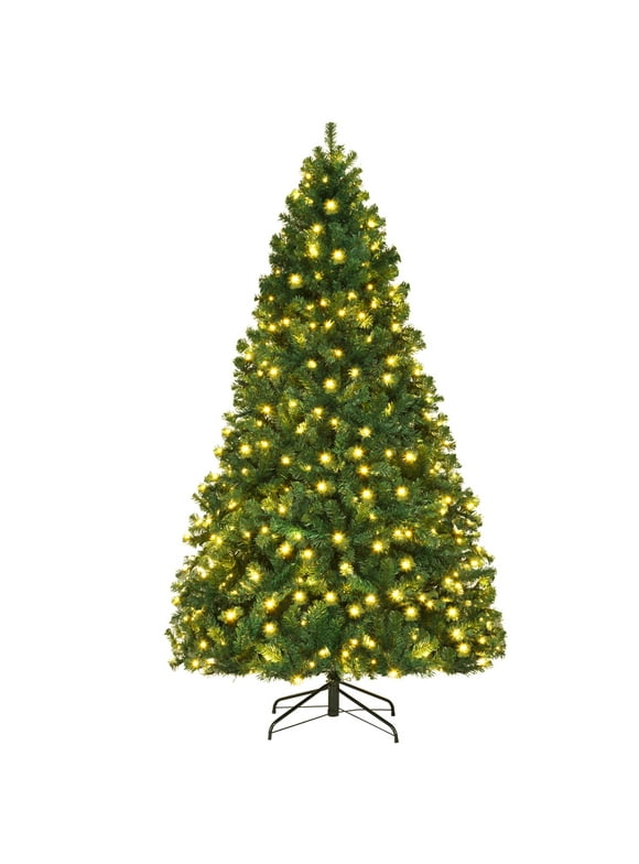 Costway 7.5Ft Pre-Lit Hinged PVC Christmas Tree 400 LED Lights New
