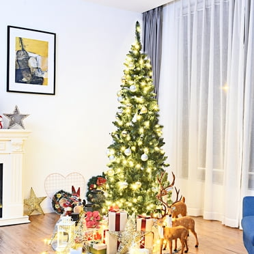 Costway 7.5ft Pre-Lit Hinged Pencil Christmas Tree 350 White Lights
