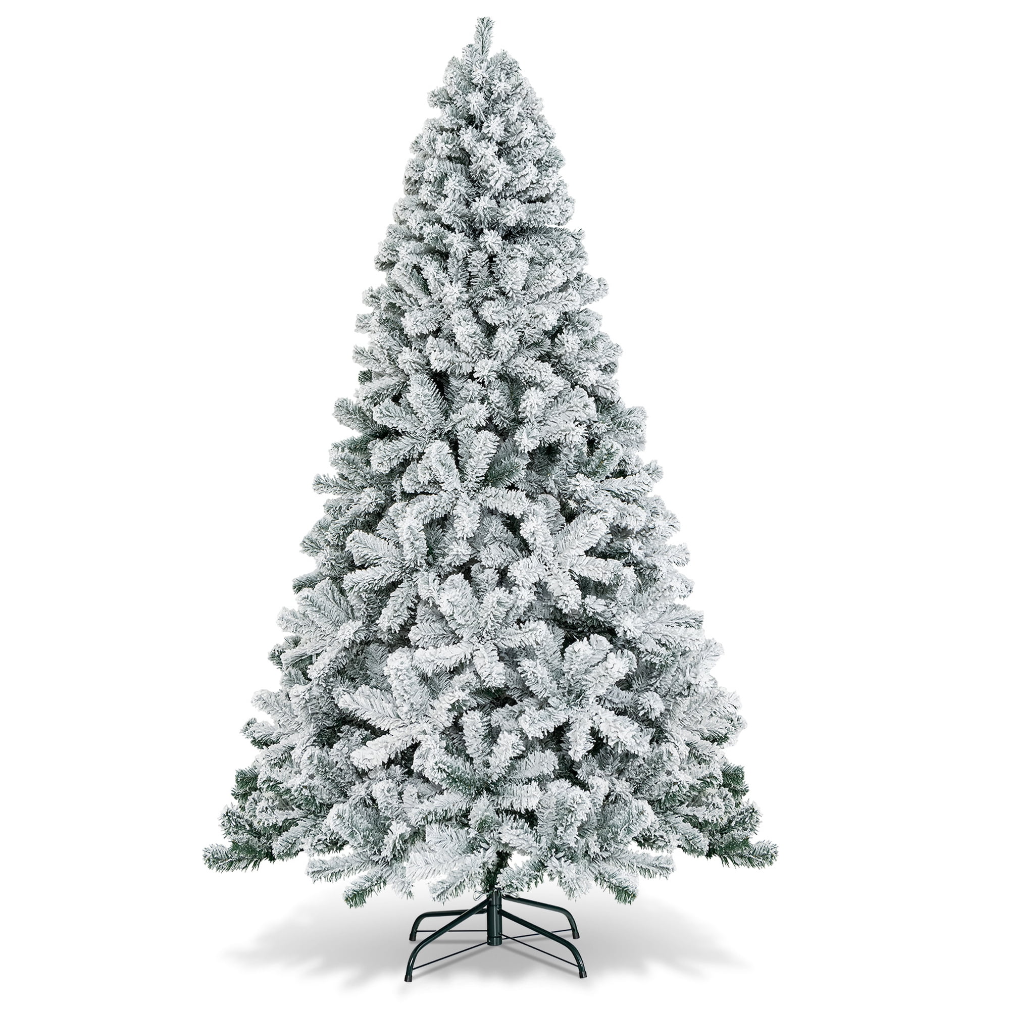 7.5 ft Snow Flocked White Spruce Christmas Tree with Lights
