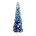 Costway 7 FT Blue Gradient Snow Flocked Artificial Christmas Tree with
