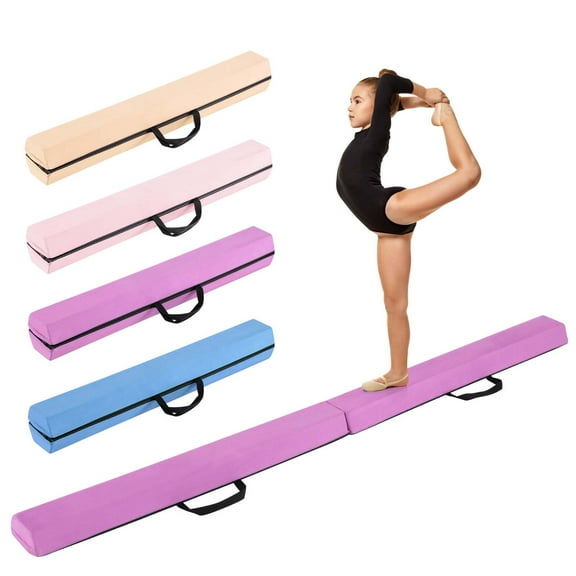 Costway 7 FT Folding Balance Beam Foam Floor Gymnastic Beam with Carrying Handles Purple
