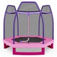 thumbnail image 1 of Costway 7 FT Kids Trampoline with Safety Enclosure Net Spring Pad & Jumping Mat for Kids Pink, 1 of 10