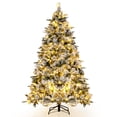 thumbnail image 1 of Costway 7 FT Pre-Lit Flocked Christmas Tree Hinged Xmas Decoration with 300 LED Lights, 1 of 10