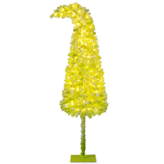 Costway 7 FT Whimsical Christmas Tree with Bendable Top, 366 Branch Tips, 160 LED Lights