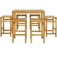 thumbnail image 1 of Costway 7 PCS Acacia Wood Bar Table Set 45" Rectangular Dining Table & 6 Saddle Stools, 1 of 10