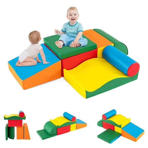 Costway 7 PCS Lightweight Foam Corner Climber Toddlers Colorful Climbing Toys with EPE Foam