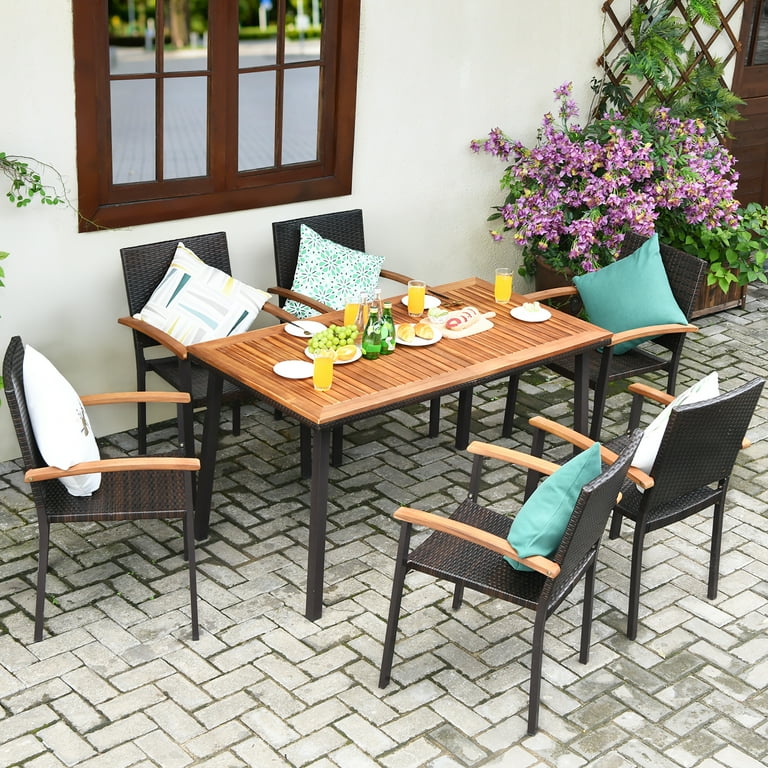 Acacia dining table set hot sale