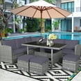thumbnail image 1 of Costway 7 PCS Patio Rattan Dining Set Sectional Sofa Couch Ottoman Garden Gray, 1 of 10