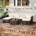 thumbnail image 1 of Costway 7 PCS Wicker Conversation Set with Seat & Back Cushions Wood Armrests & Tabletop, 1 of 10