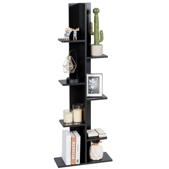 Costway 7-Tier Bookshelf Bookcase Plant Display Shelf Rack Storage Holder Wooden Black
