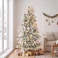 Costway 7 ft Flocked Christmas Tree with 825 Branch Tips, 35 Pine Cones ...