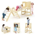 thumbnail image 1 of Costway 7-in-1 Toddler Climbing Toy Set with Reversible Ramp Convertible Step Stool Natural, 1 of 10