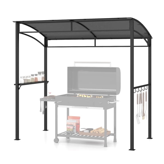Costway 7'x4.5' Grill Gazebo Outdoor Patio Garden BBQ Canopy Shelter Storage Hook, Gray Gray