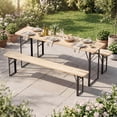 thumbnail image 1 of Costway 70" 3-Piece Folding Picnic Table with Benches for 6,Fir Wood&Metal Frame for Patio, 1 of 10
