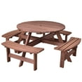 thumbnail image 1 of Costway 70.5" Durable Round Fir Wood Picnic Table Bench Set, Dark Brown, 1 of 10