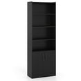 thumbnail image 1 of Costway 70" Bookcase with Adjustable Shelves 2-Door Cabinet Multipurpose Display Rack Black, 1 of 10
