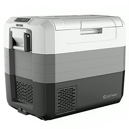 Costway - 70 Quart Portable Electric Car Cooler Refrigerator Compressor Freezer for RVs Camping - White/Gray/Black