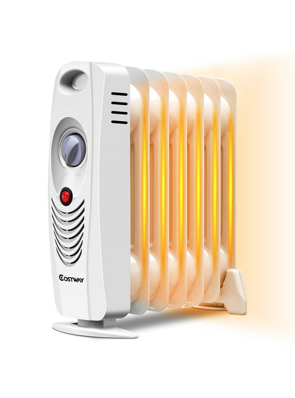 Costway 700 W Portable Mini Electric Oil Filled Radiator Heater 7-Fin Thermostat Home