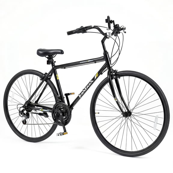 Costway 700C Hybrid Bike for Men Women Adult, 18-Speed Shimano Drivetrain, Phone Holder Black