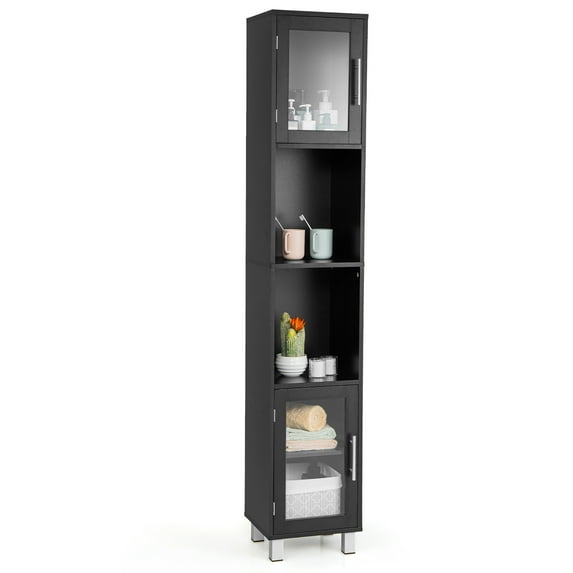 Costway 71'' Tall Tower Bathroom Storage Cabinet Organizer Display Shelves Bedroom Black