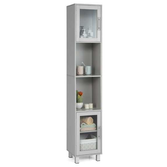 Costway 71'' Tall Tower Bathroom Storage Cabinet Organizer Display Shelves Bedroom Grey