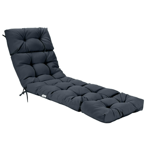 Costway 73'' Lounge Chaise Cushion Padded Recliner Cushion Indoor Outdoor Grey