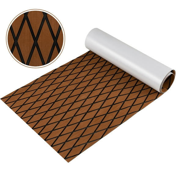 Costway 75'' x 28'' EVA Foam Boat Decking Sheet with Diamond Shape Self-Adhesive Backing