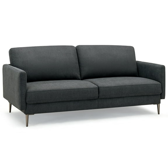 Costway 76.5'' Fabric Sofa Couch Living Room Small Apartment Furniture w/ Metal Leg Grey