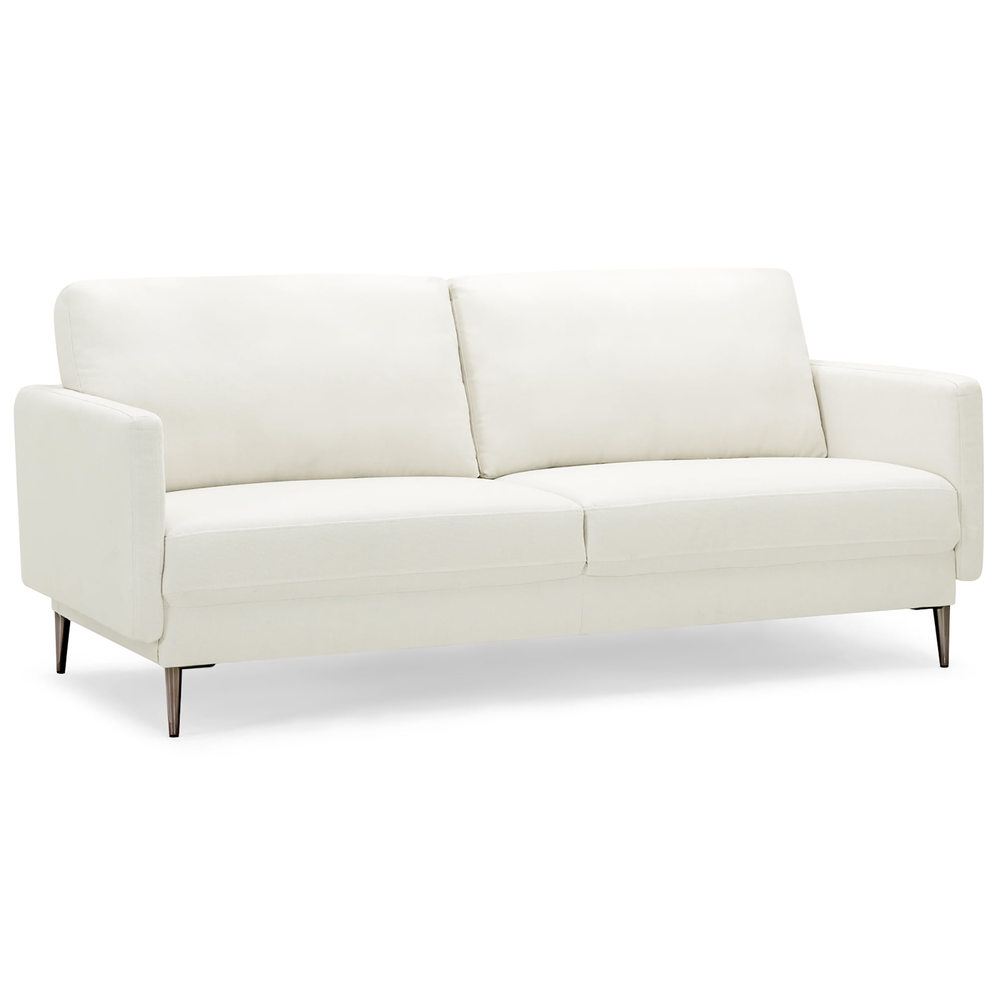 Costway 76.5 Fabric Sofa Couch Living Room Small Apartment Furniture w Metal Leg White