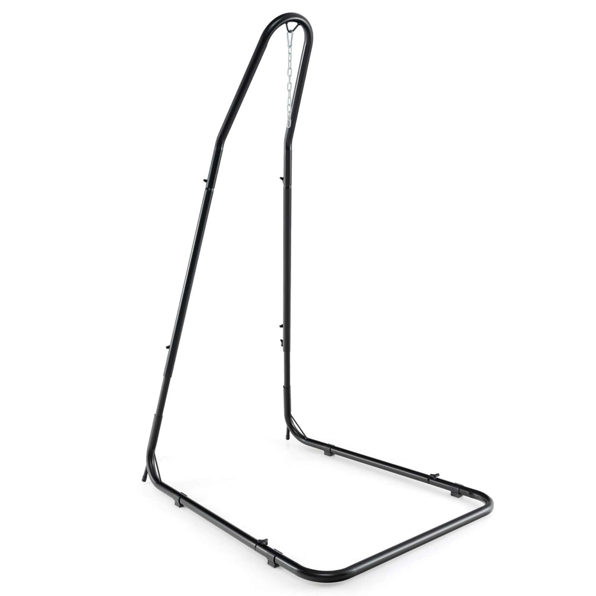 Adjustable Black Metal Hammock Chair Stand for Indoor/Outdoor Use