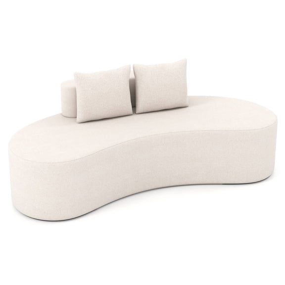 Costway 78.5" Sofa Couch Upholstered Curved Sofa with 2 Cozy Pillows Low Backrest Beige Beige