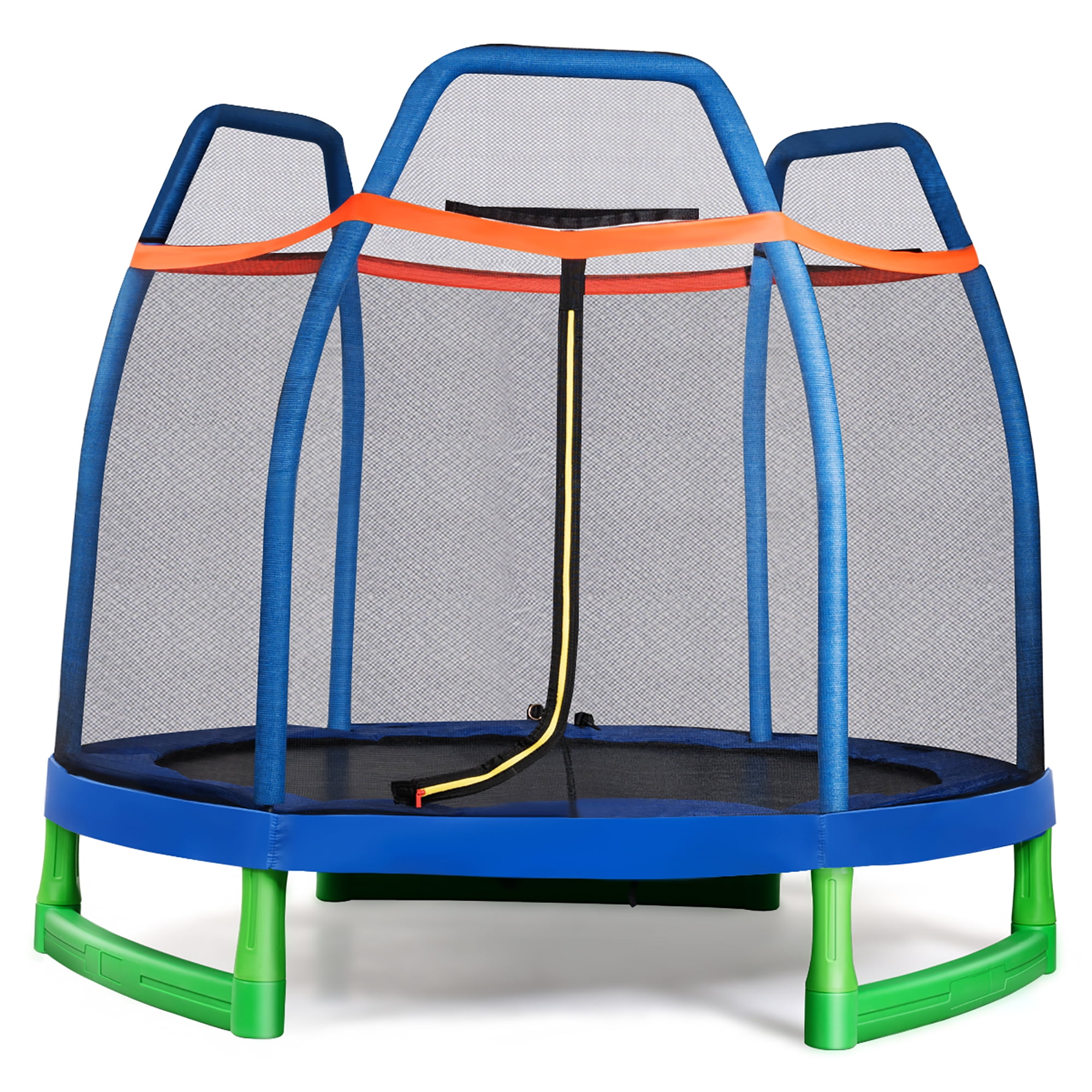 Cama Elástica 223 cm para Niños con Red de Seguridad Estructura en Acero  Carga Capacidad 150 kg Trampolín para Interior y Exterior Amarillo - Costway