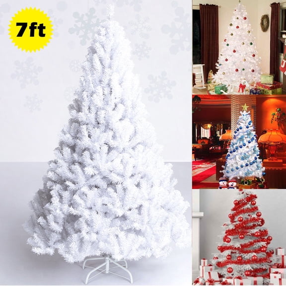 Costway 7Ft Artificial Xmas Tree Stand Christmas Decoration White