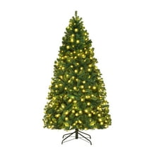Costway 7Ft Pre-Lit PVC Hinged Christmas Tree 300 LED Lights Green