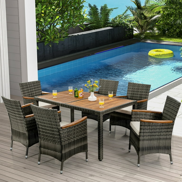 Tangkula 7 pcs outdoor on sale patio dining set