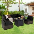 thumbnail image 1 of Costway 7PCS Patio Rattan Furniture Set Fire Pit Table Cover Cushion Black, 1 of 8