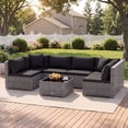 thumbnail image 1 of Costway 7PCS Patio Rattan Furniture Set Sectional Sofa Cushioned Garden Black, 1 of 12