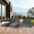 thumbnail image 1 of Costway 7PCS Patio Rattan Furniture Set Sectional Sofa Garden Gray Cushion, 1 of 11