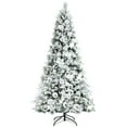 thumbnail image 1 of Costway 7ft Snow Flocked Hinged Christmas Tree w/Berries & Poinsettia Flowers, 1 of 9