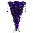 thumbnail image 1 of Costway 7ft Upside Down Christmas Halloween Tree Black w/400 Purple LED Lights, 1 of 12