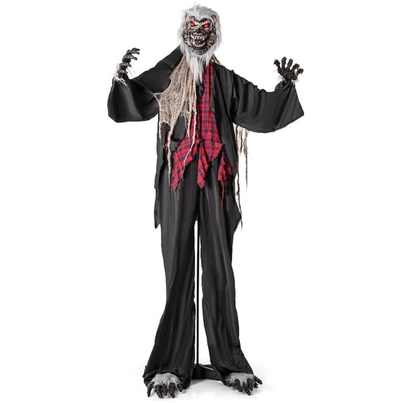 Costway 8.2 Ft Halloween Animatronics Sound-activated Werewolf with Light-up Eyes