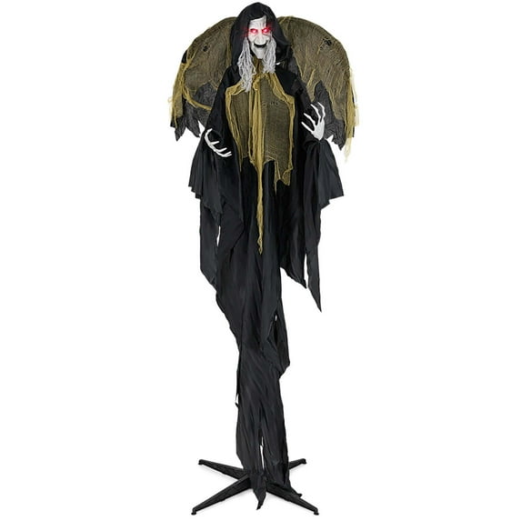 Costway 8.2 ft Halloween Standing Witch Voice Activated Animatronic Ghost with Lighted Eyes