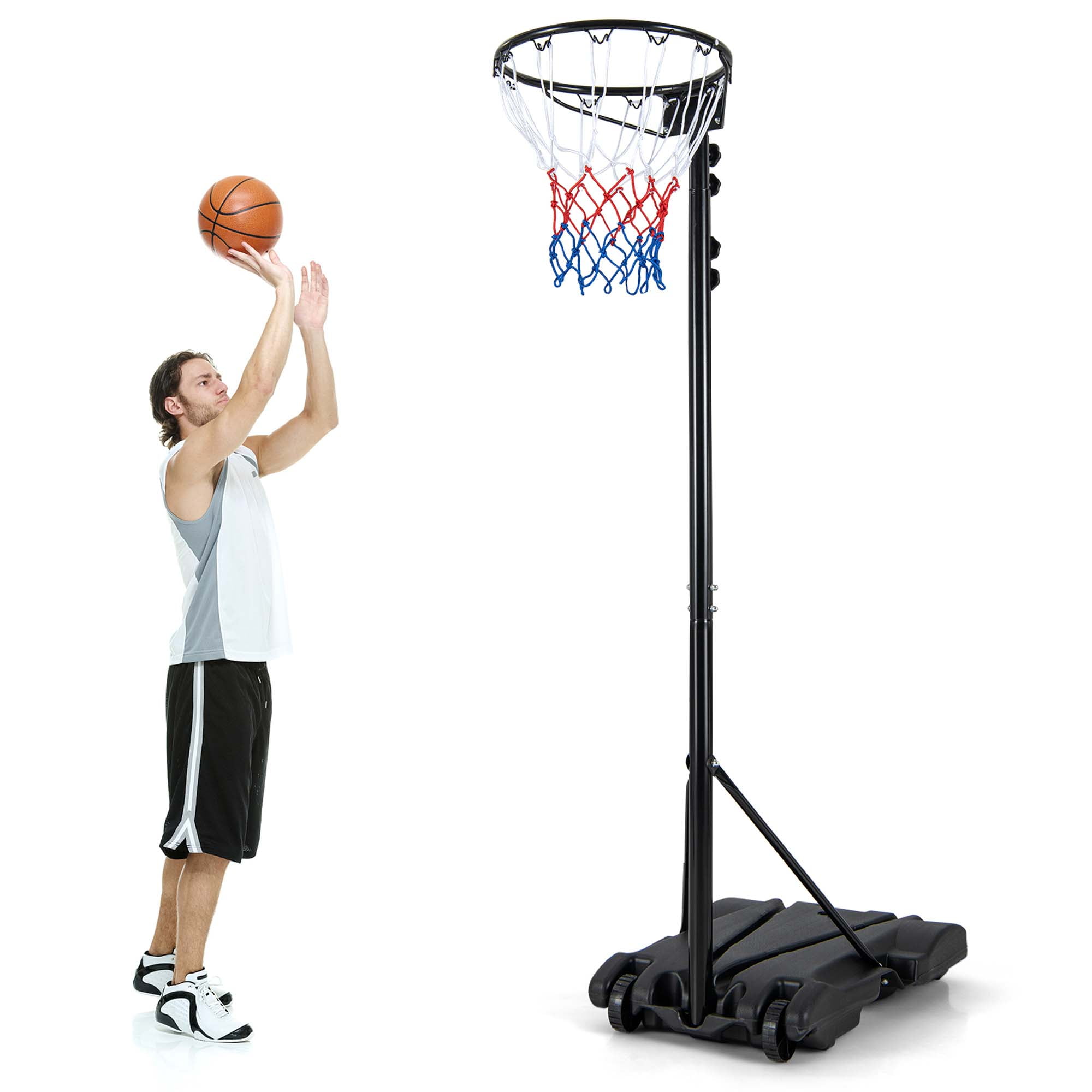 Costway 8.510FT Adjustable Basketball Hoop Goal with Fillable Base Wheel