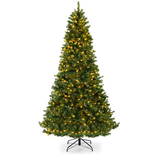 Costway 8 FT Artificial Xmas Tree with 1498 PVC Branch Tips 880 Warm ...